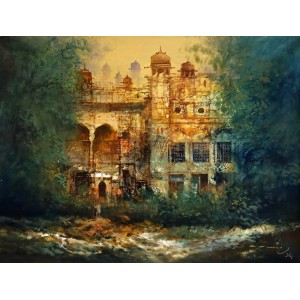 A. Q. Arif, 22 x 28 Inch, Oil on Canvas, Cityscape Painting, AC-AQ-545